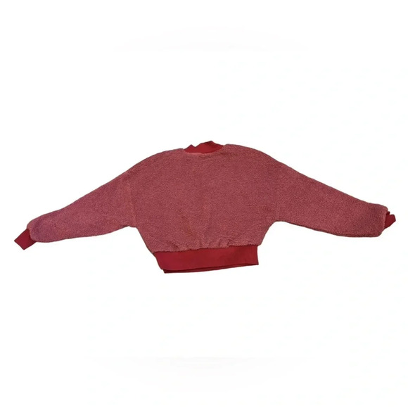 Fabletics Malia Polar Fleece Pullover Maroon Red Teddy Fuzzy Cropped Size XS - Picture 4 of 6